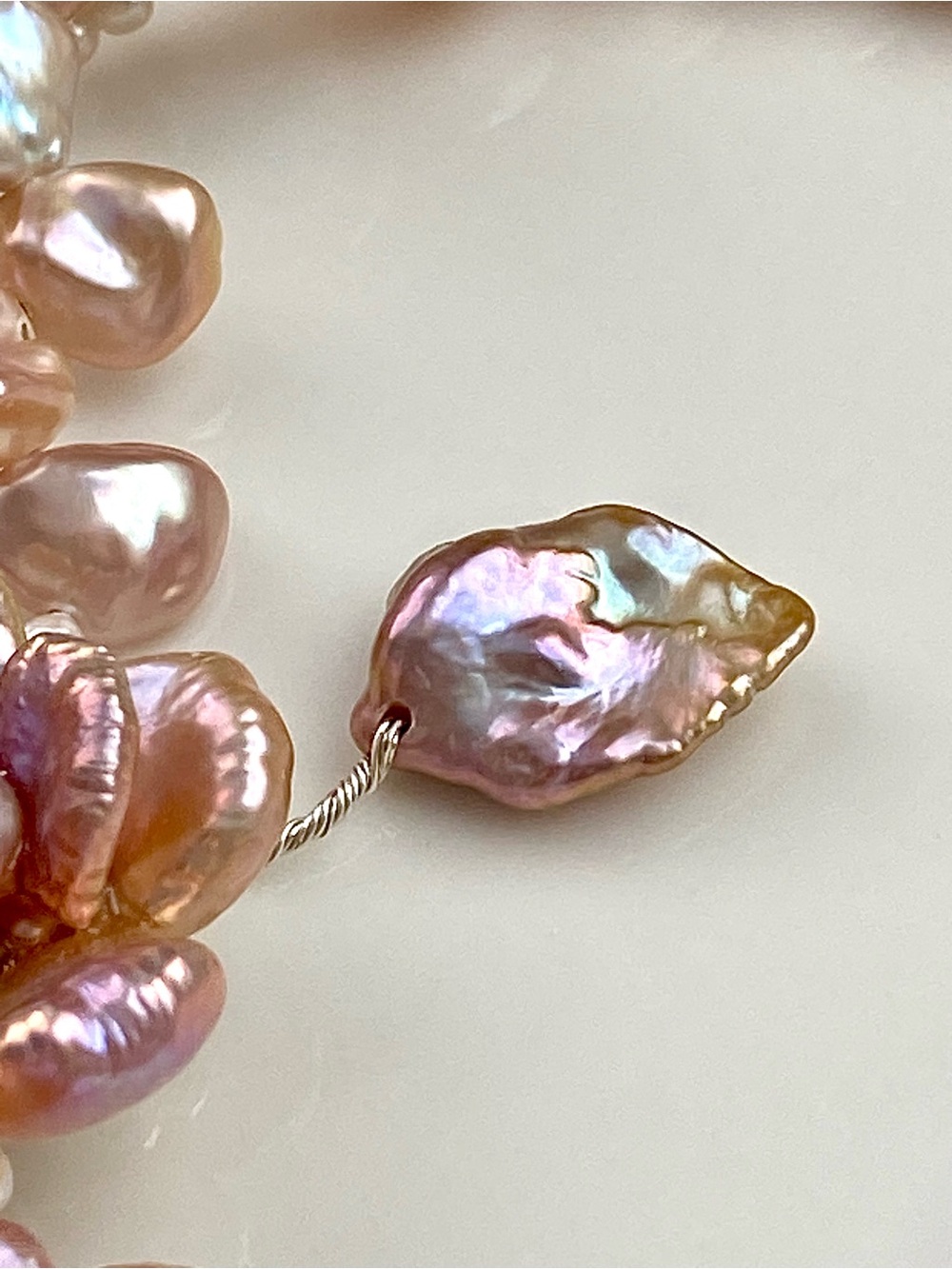 N314-Premium Sakura Pink Petal Pearl 5 Flowers With A Detachable Flower Pendant - Picture 10 of 15
